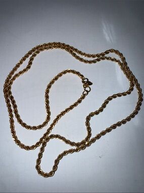 Vintage Monet Gold Toned Twisted Rope Chain Necklace 30” 1950’s - 1960’s